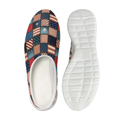USA Denim Patchwork Pattern Print Mesh Casual Shoes