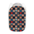 USA Denim Patchwork Pattern Print Mesh Laundry Hamper