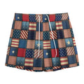 USA Denim Patchwork Pattern Print Mesh Shorts