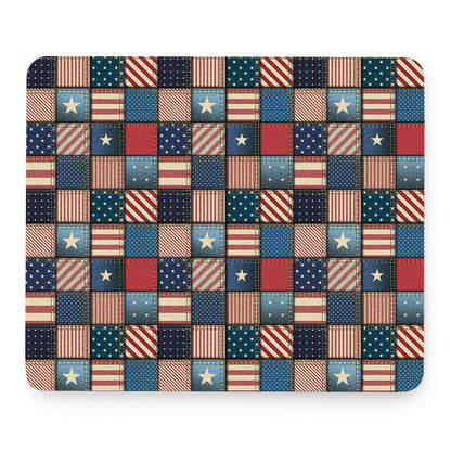 USA Denim Patchwork Pattern Print Mouse Pad