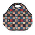USA Denim Patchwork Pattern Print Neoprene Lunch Bag