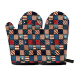 USA Denim Patchwork Pattern Print Oven Mitts
