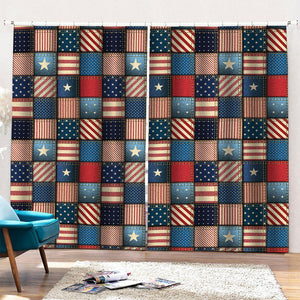 USA Denim Patchwork Pattern Print Pencil Pleat Curtains