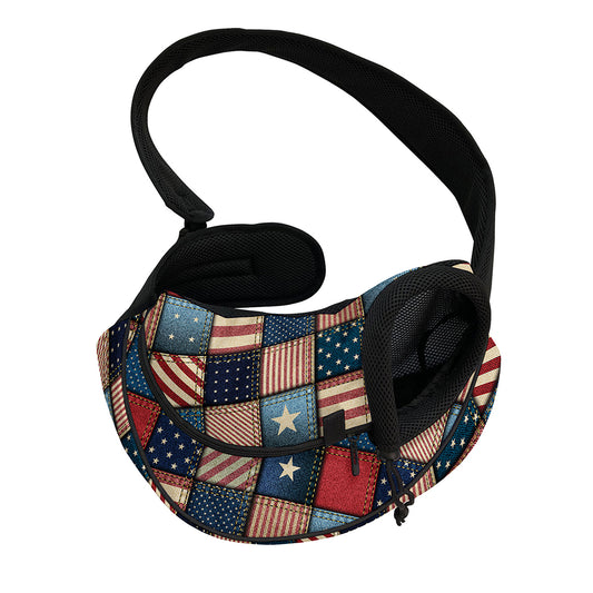 USA Denim Patchwork Pattern Print Pet Sling Carrier
