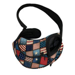 USA Denim Patchwork Pattern Print Pet Sling Carrier