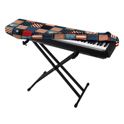 USA Denim Patchwork Pattern Print Piano Keyboard Cover
