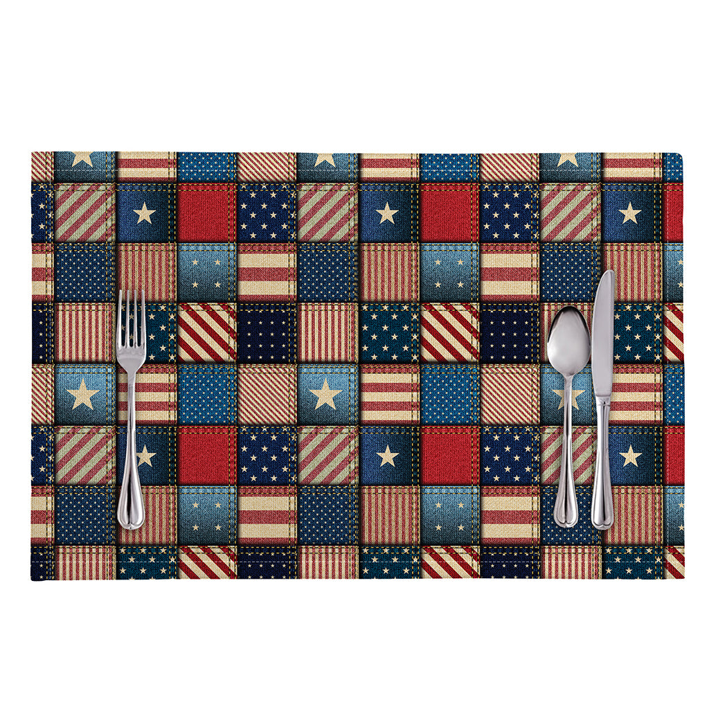 USA Denim Patchwork Pattern Print Placemat