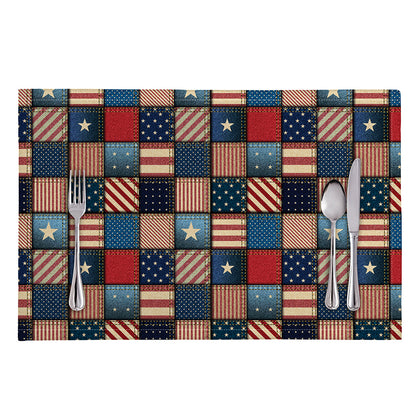 USA Denim Patchwork Pattern Print Placemat