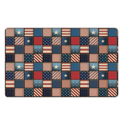 USA Denim Patchwork Pattern Print Polyester Doormat