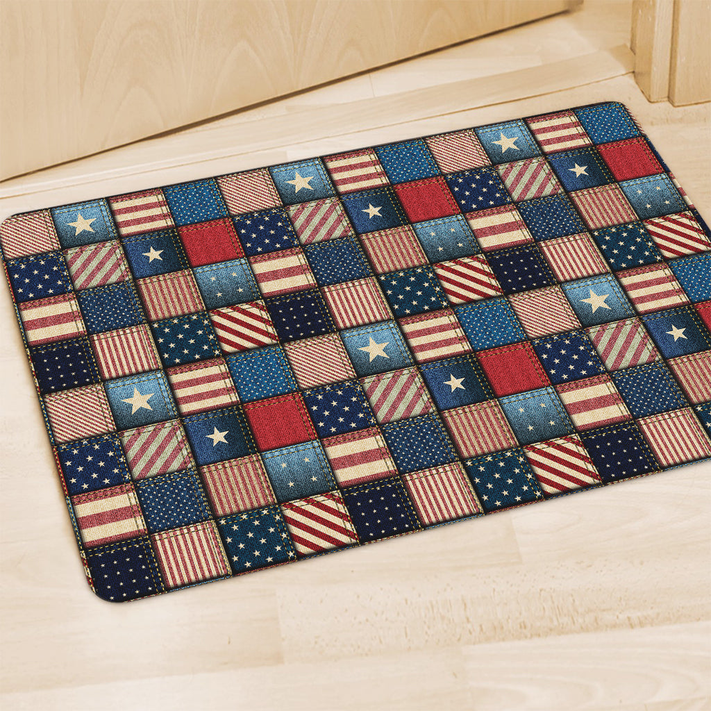 USA Denim Patchwork Pattern Print Polyester Doormat