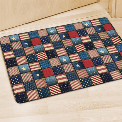 USA Denim Patchwork Pattern Print Polyester Doormat