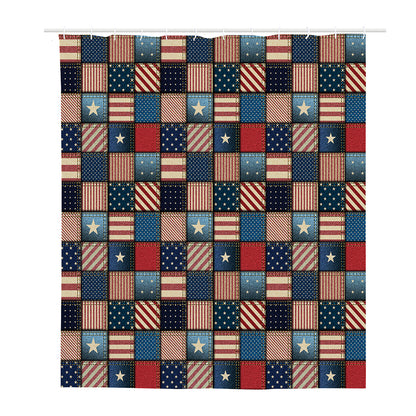 USA Denim Patchwork Pattern Print Polyester Shower Curtain