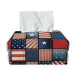 USA Denim Patchwork Pattern Print Rectangle Tissue Box Cover