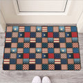 USA Denim Patchwork Pattern Print Rubber Doormat