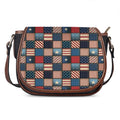 USA Denim Patchwork Pattern Print Saddle Bag