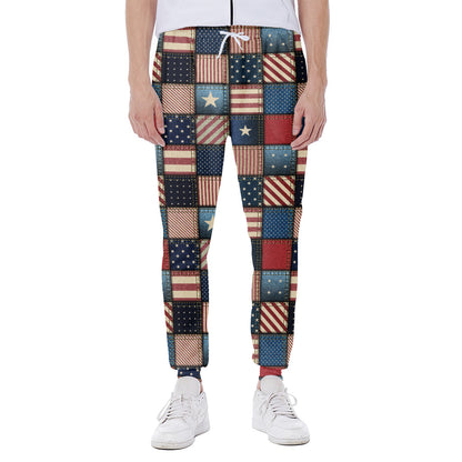USA Denim Patchwork Pattern Print Scuba Joggers