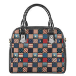 USA Denim Patchwork Pattern Print Shoulder Handbag