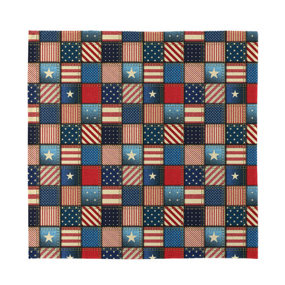 USA Denim Patchwork Pattern Print Silk Bandana