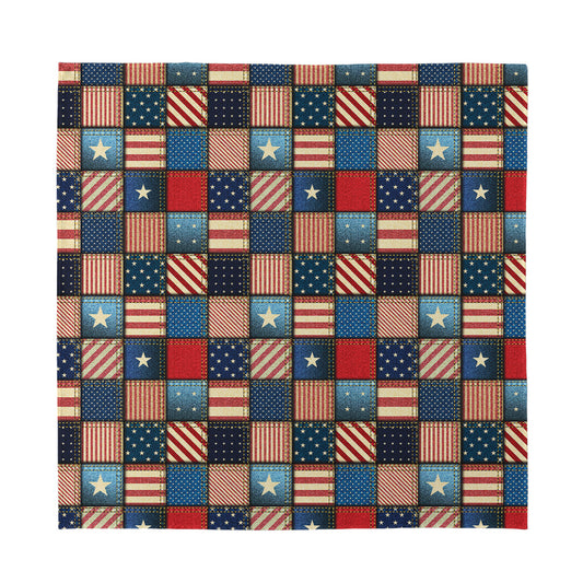 USA Denim Patchwork Pattern Print Silk Bandana