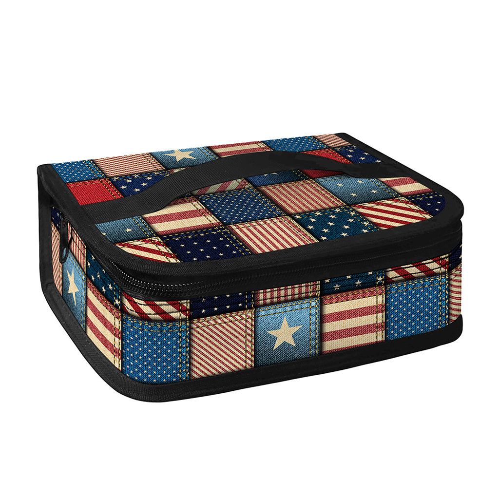 USA Denim Patchwork Pattern Print Small Lunch Bag