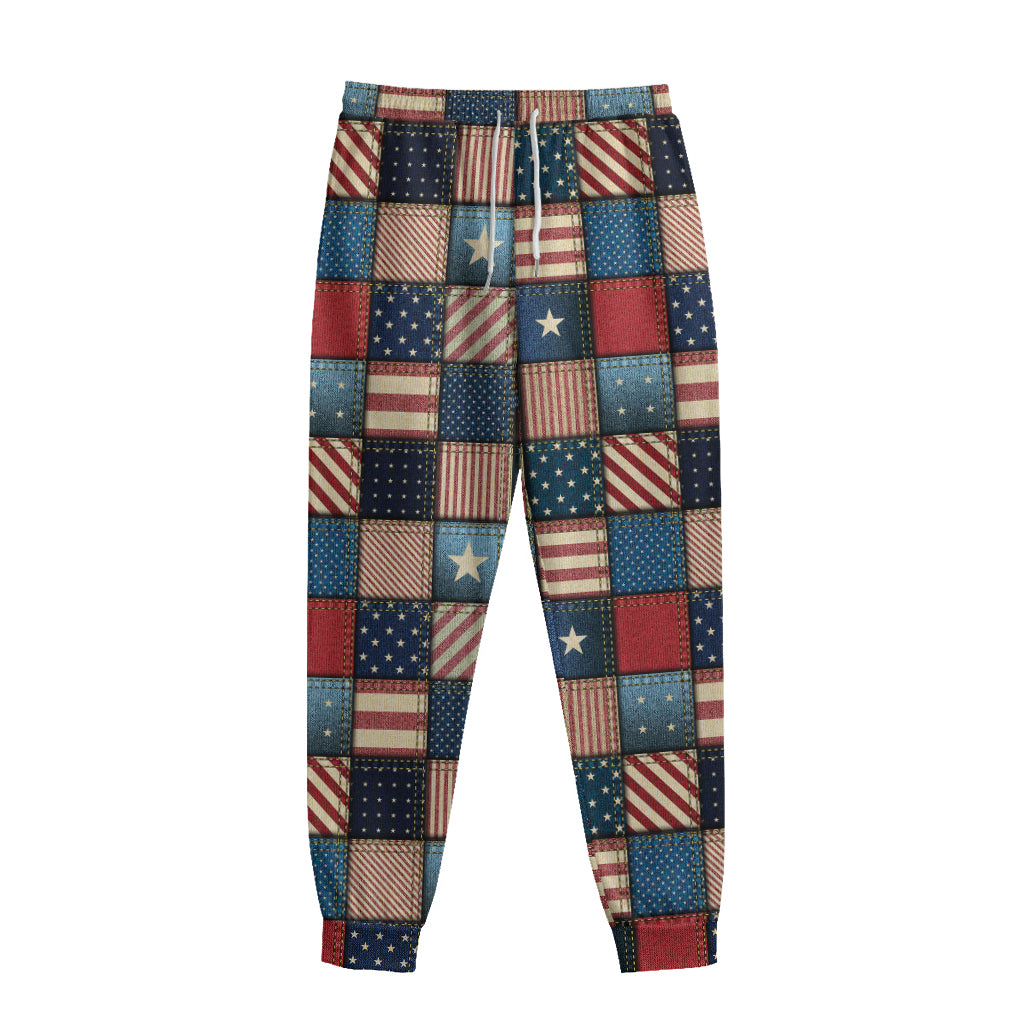 USA Denim Patchwork Pattern Print Sweatpants