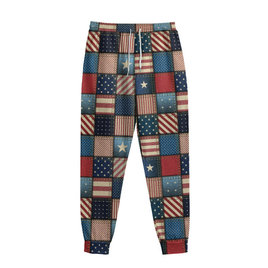 USA Denim Patchwork Pattern Print Sweatpants