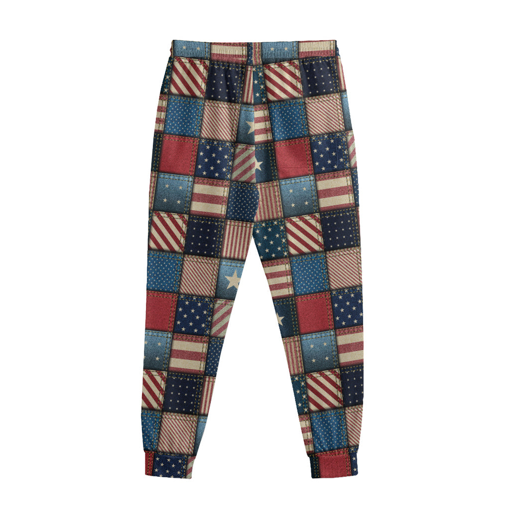 USA Denim Patchwork Pattern Print Sweatpants