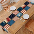 USA Denim Patchwork Pattern Print Table Runner