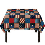USA Denim Patchwork Pattern Print Tablecloth