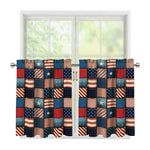 USA Denim Patchwork Pattern Print Tier Curtains