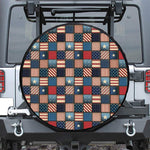 USA Denim Patchwork Pattern Print Tire Cover