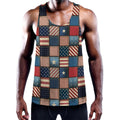 USA Denim Patchwork Pattern Print Men's Workout Tank Top