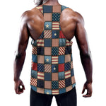 USA Denim Patchwork Pattern Print Training Tank Top