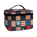 USA Denim Patchwork Pattern Print Travel Makeup Bag