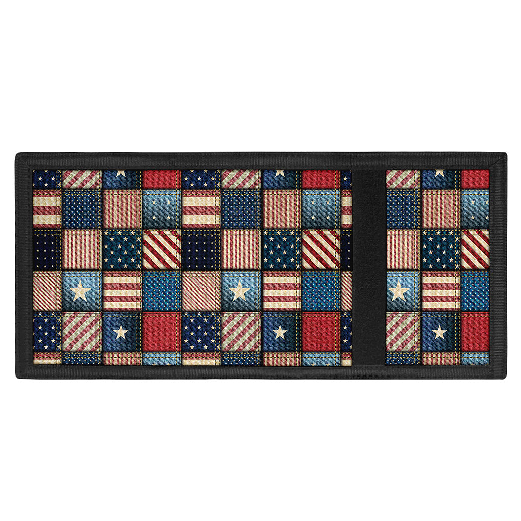 USA Denim Patchwork Pattern Print Trifold Wallet
