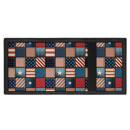 USA Denim Patchwork Pattern Print Trifold Wallet