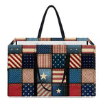 USA Denim Patchwork Pattern Print Utility Tote Bag