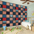 USA Denim Patchwork Pattern Print Wall Sticker