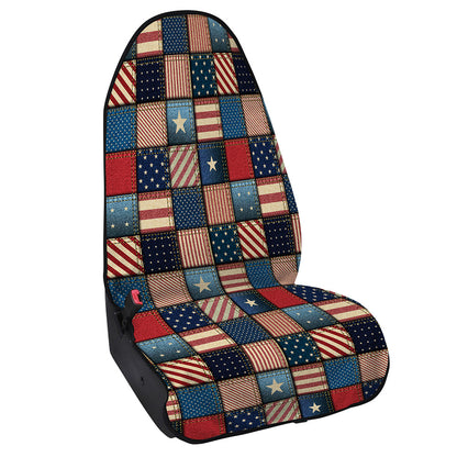 USA Denim Patchwork Pattern Print Waterproof Car Seat Cover