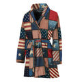 USA Denim Patchwork Pattern Print Women's Bathrobe