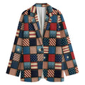 USA Denim Patchwork Pattern Print Women's Blazer
