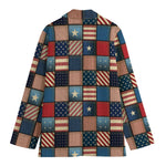 USA Denim Patchwork Pattern Print Women's Cotton Blazer