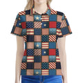 USA Denim Patchwork Pattern Print Women's Polo Shirt