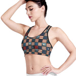 USA Denim Patchwork Pattern Print Women's Sports Bra