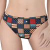 USA Denim Patchwork Pattern Print Women's Thong