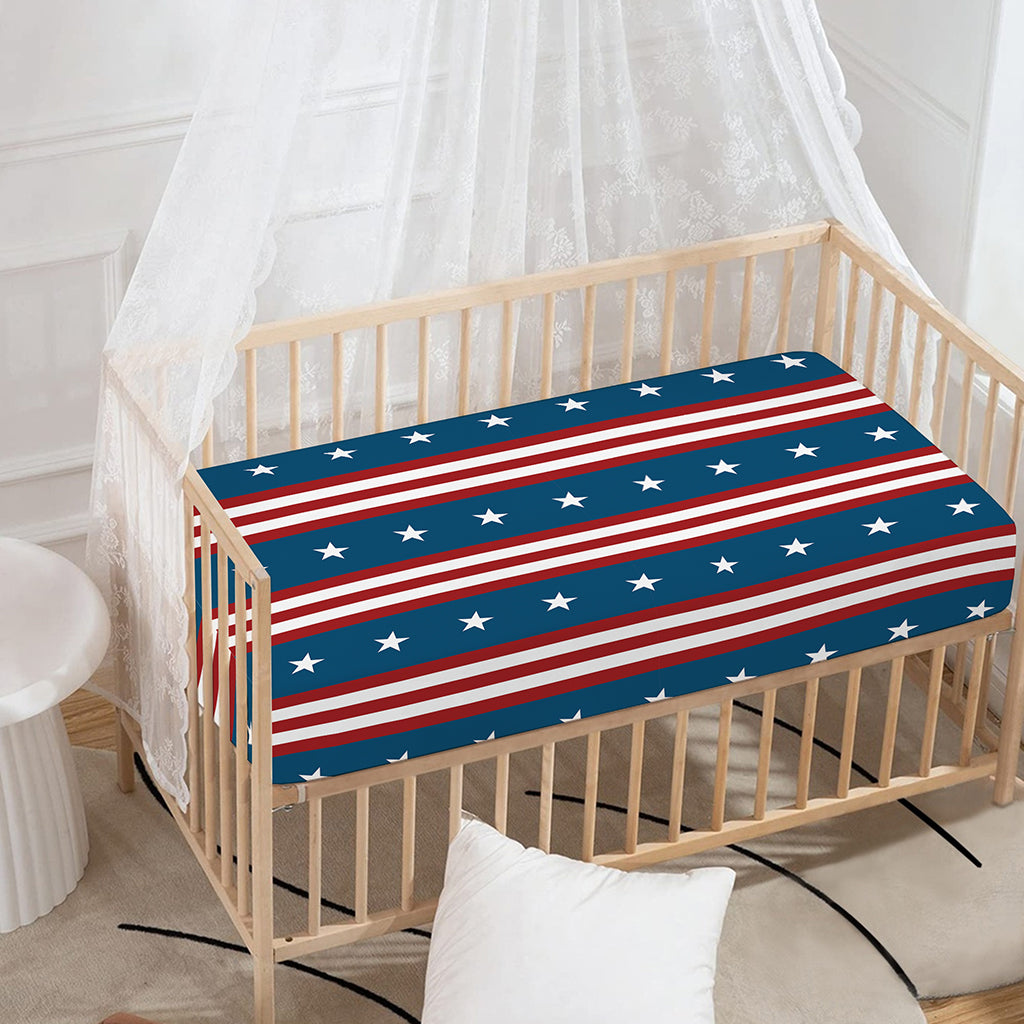 USA Independence Day Pattern Print Baby Crib Sheet