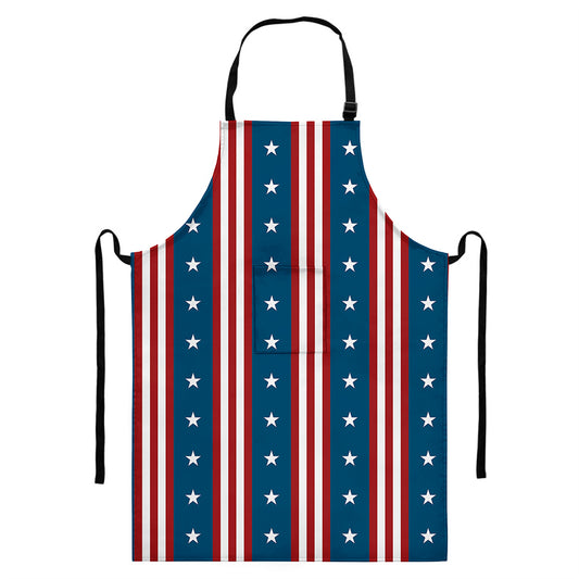 USA Independence Day Pattern Print Bib Apron With Pocket