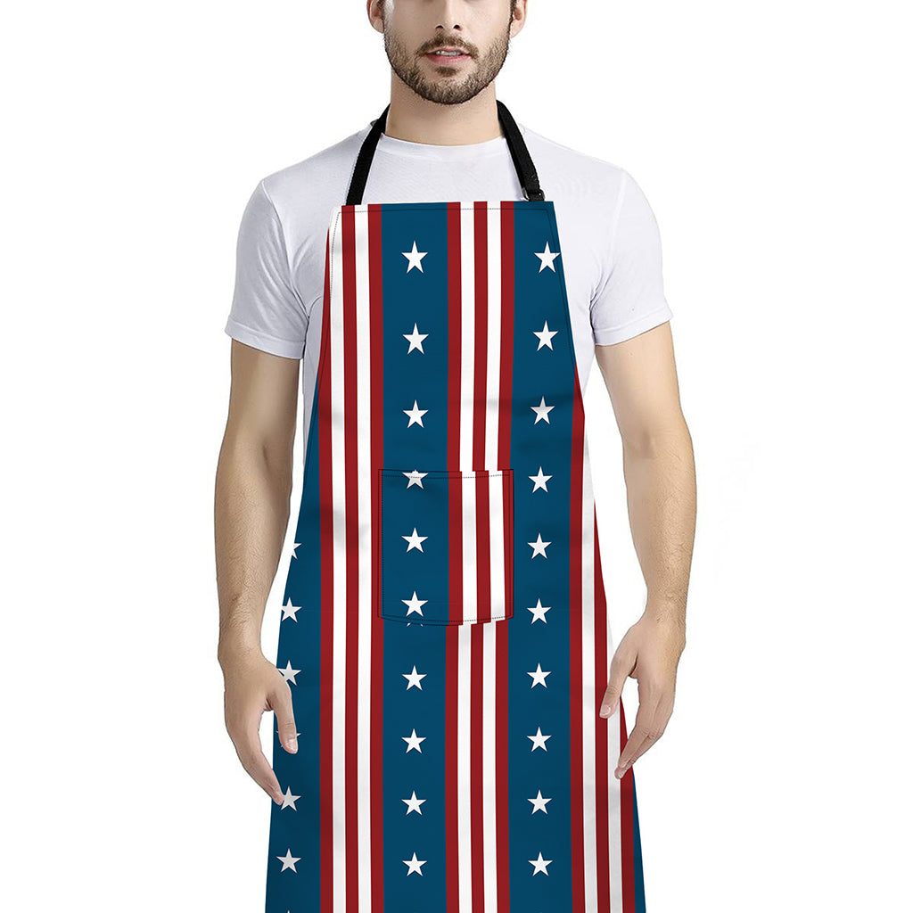 USA Independence Day Pattern Print Bib Apron With Pocket