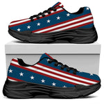 USA Independence Day Pattern Print Black Chunky Shoes