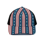 USA Independence Day Pattern Print Black Mesh Trucker Cap